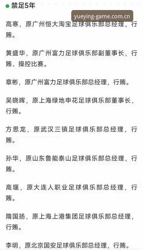悦盈体育是不是正版 中国足协第三批禁足名单:3大类别处罚、65人受罚的全景解读